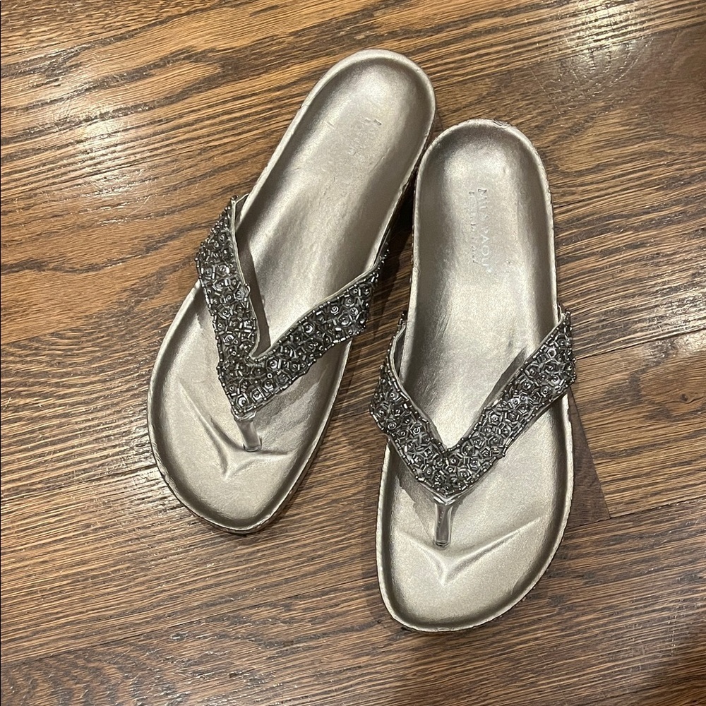 Mila Paoli 7 new Embellished Silver Sandals